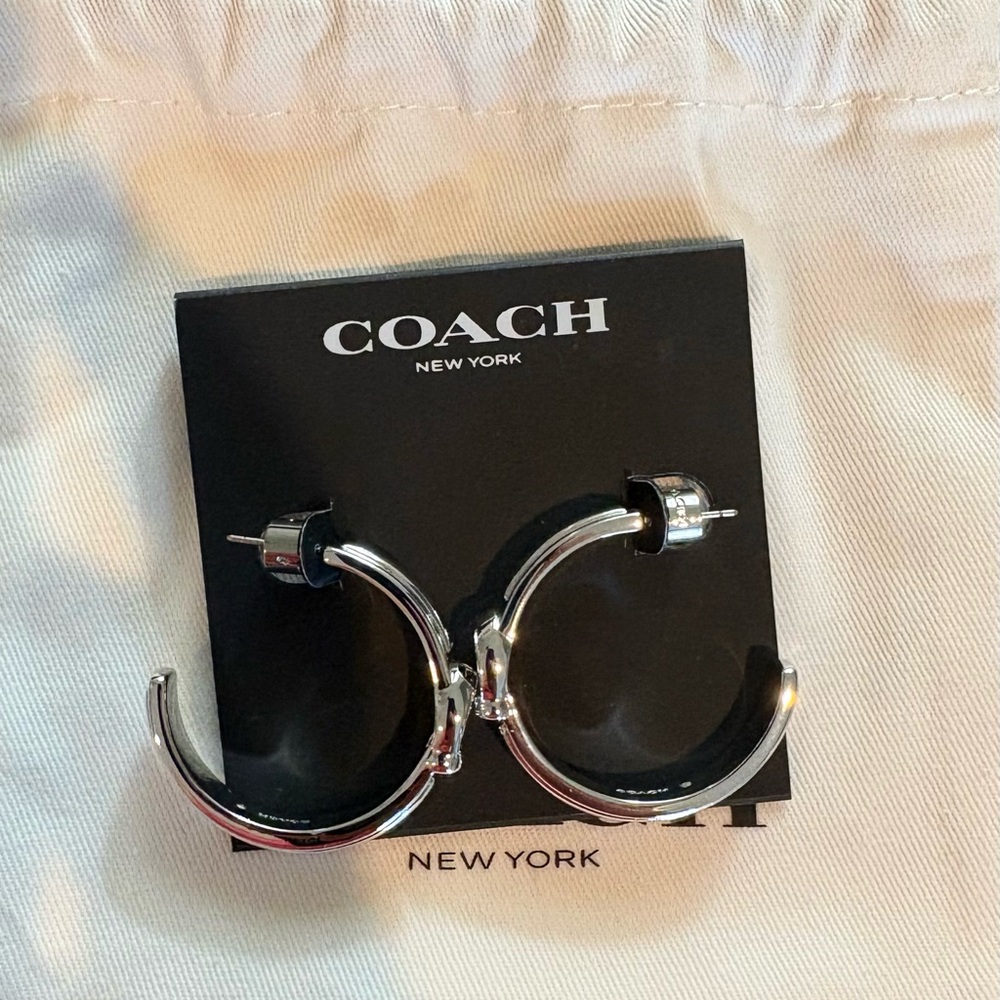 Coach Sculpted Signature Hoop Earrings